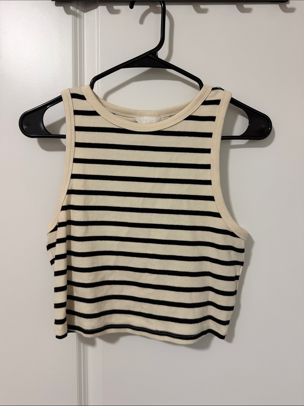 H&M Cream & Black Striped Sleeveless Tank